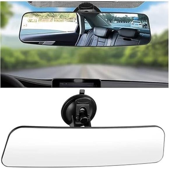 Car Rear View Mirror with Suction Cup, Anti Glare Wide Angle HD Auto Rearview - Picture 7 of 7